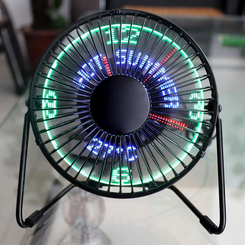 superventas USB reloj LED Mini ventilador con visualización de la temperatura en tiempo Real de escritorio 360 ventiladores de refrigeración de la Oficina para el hogar QJY99