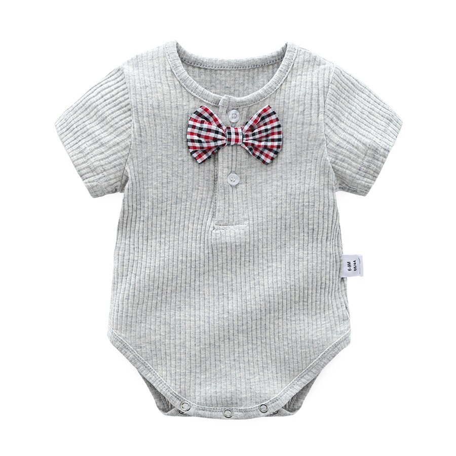 Cathery zomer baby jongens bodysuit heer schattige strik babykleding jongen katoenen korte mouwen baby jongens kleding body: C / 6m