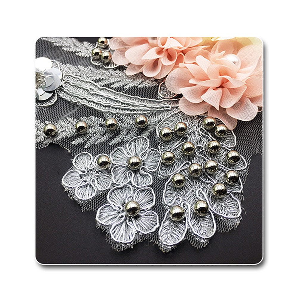 Autocollants perles en tissu maille | Fil d'argent, Soluble dans l'eau, broderie de clous, peut être produite bricolage/femmes/vêtements pour enfants/robe de mariée