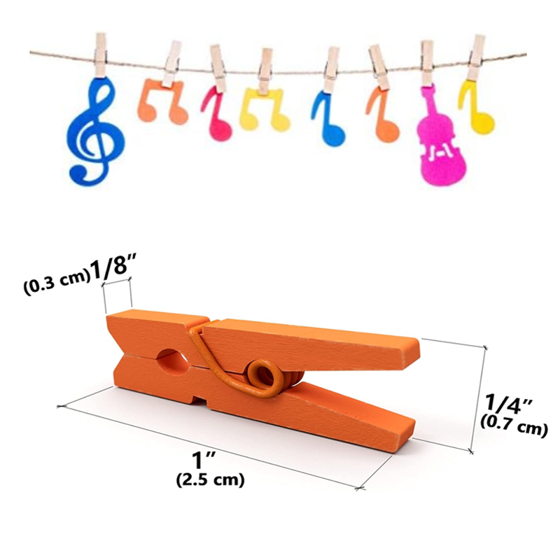 50/100 mini klesklyper i tre , , 1- cm små treklyper, hamptau til fotovegger og gjør-det-selv-håndverk.