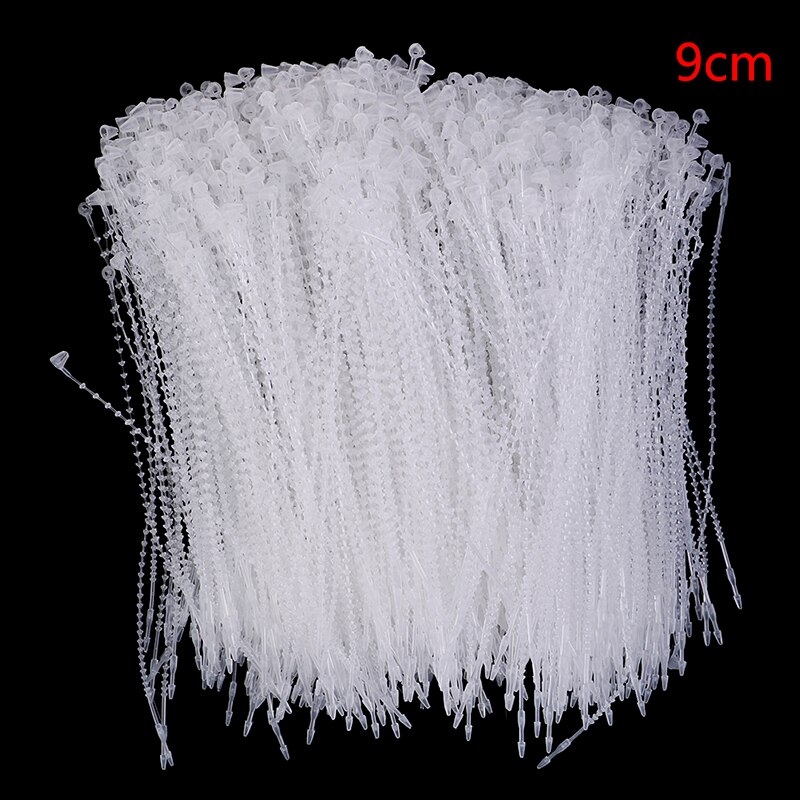 1000Pcs Lock Pin Veiligheid Loop Plastic Grondstoffen Kleren Prijs Label Tagging Pin Plastic Bead Chain Bead Met Opknoping Logo touw: Transparent  9cm