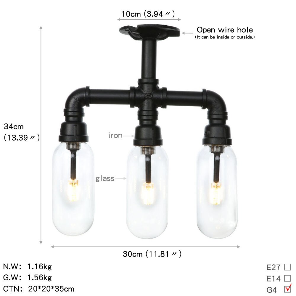 Retro Industrie Decke Licht Vintage Schwarz Wasser rohr Lampe sind Glas lampenschirm Lampen wohnzimmer schlafzimmer Lichter Hause Licht: 18