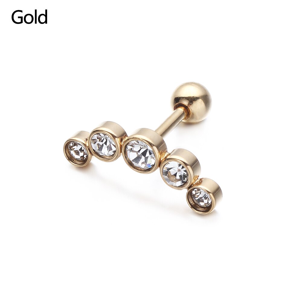 1PC Knorpel Helix Tragus Stud Ohrringe Ohr Nagel Edelstahl Bar Piercing Kristall Körper Schmuck Zubehör: Schwarze Gewehr überzogen