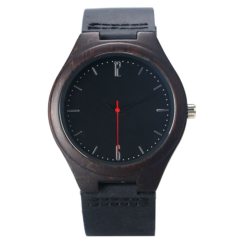 Zwart natuurlijk houten horloge origineel houten bamboe polshorloge handgemaakt licht quartz horloge heren dames armband artikel: Bronzen