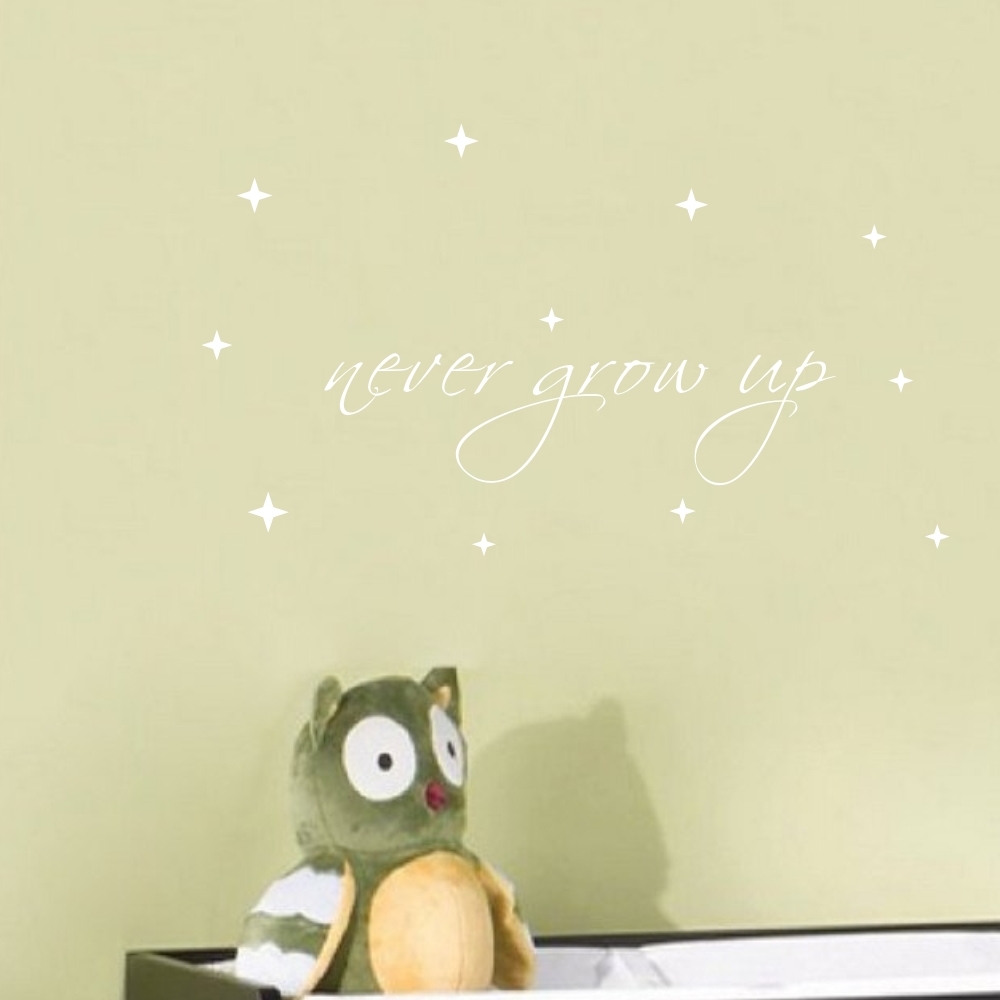 Decoración clásica de la habitación del bebé nunca crece con las calcomanías de la pared de las estrellas decoración de habitación infantil