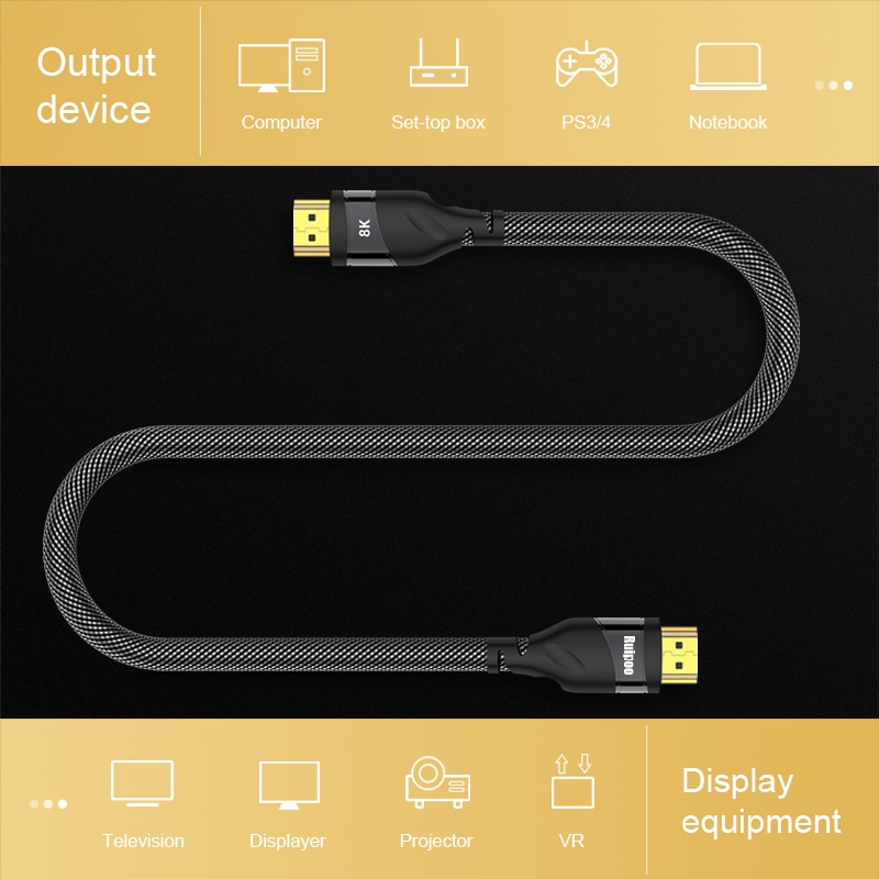 HDMI 2.1 cable 4K 120HZ hdmi High Speed 8K 60 HZ UHD HDR 48Gbps cable HDMI Ycbcr4:4:4 Converter for PS4 HDTVs Projectors