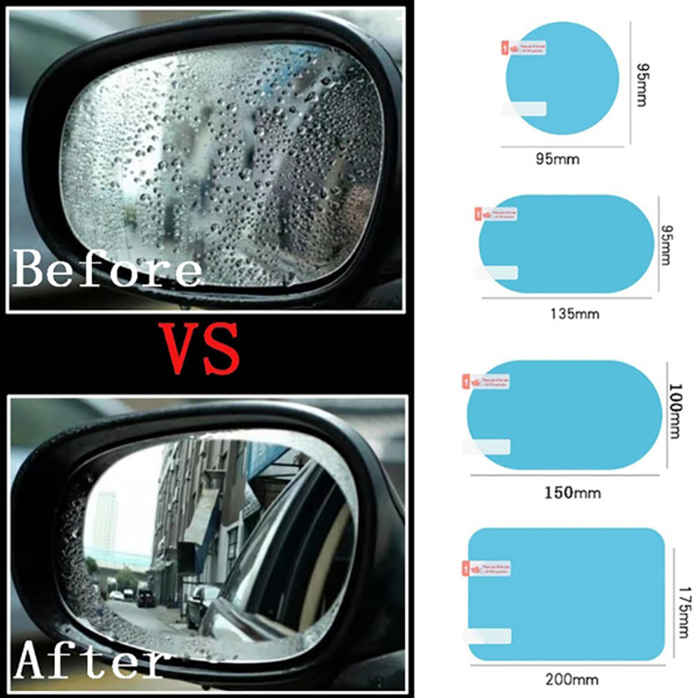 2Pcs Auto Achteruitkijkspiegel Transparante Film Waterdichte Fog Regendicht Achteruitkijkspiegel Beschermfolie Auto Sticker