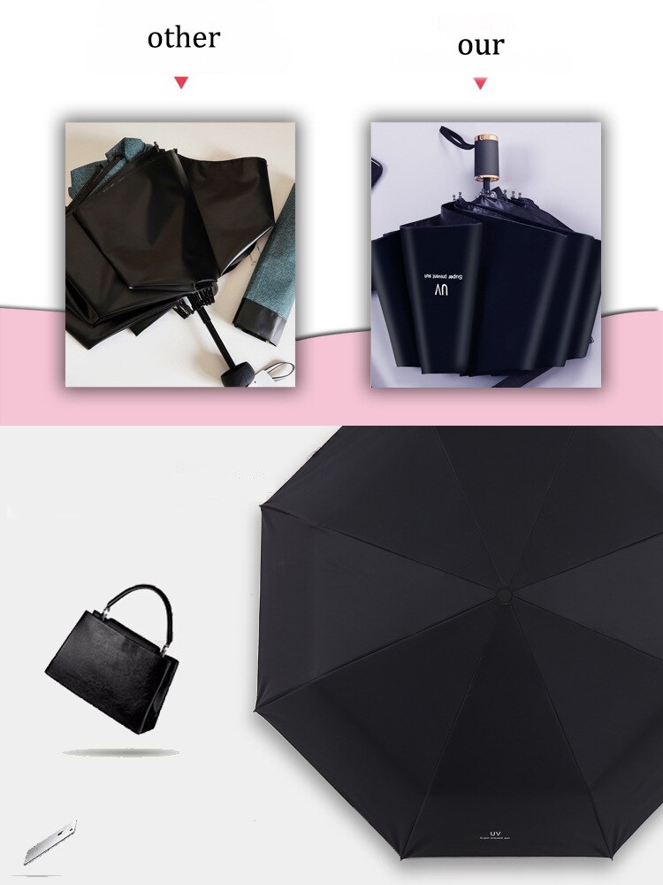 umbrella rain women three fold thickened black glue sunscreen sun umbrella nine plywood White umbrella umbrella rain women