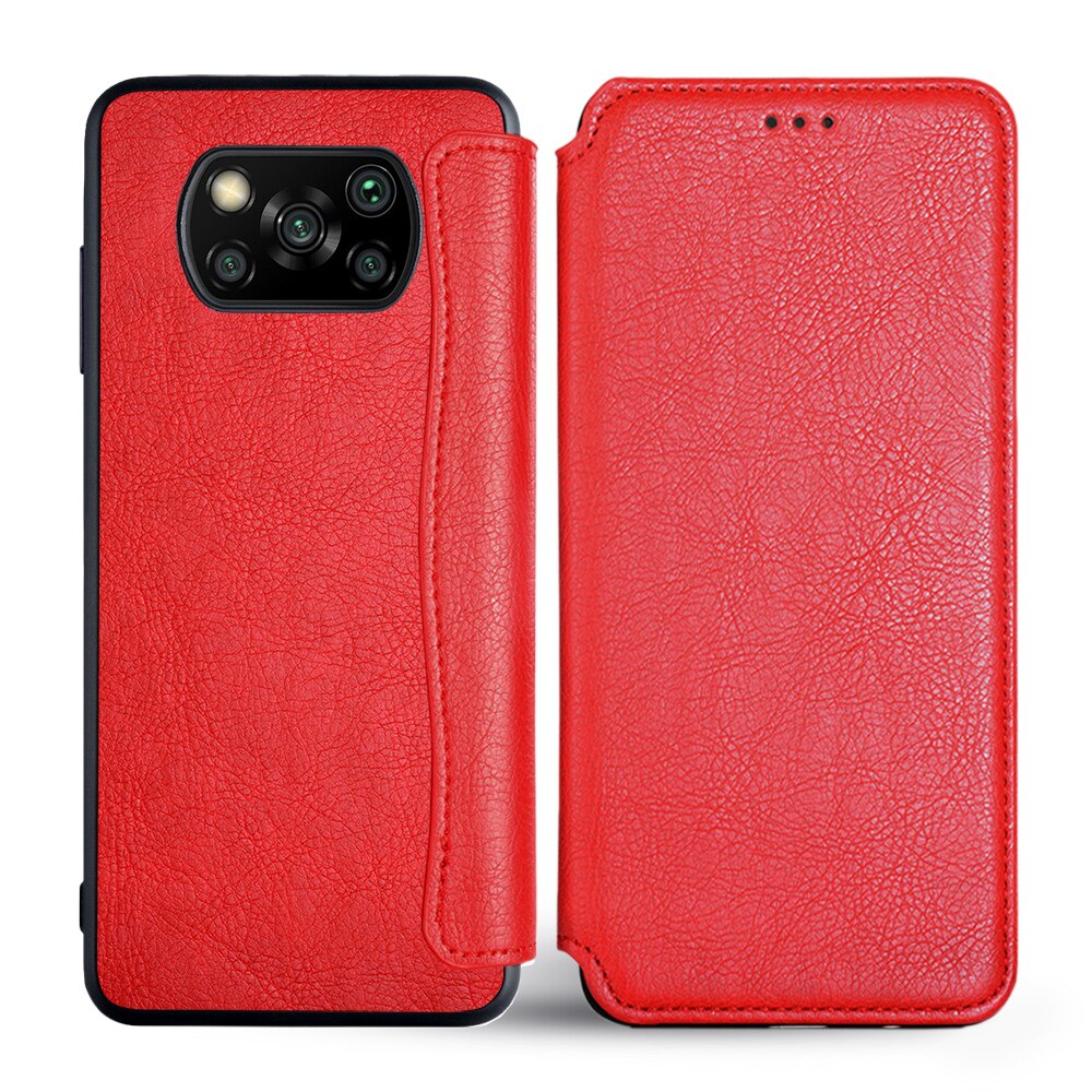 Case Voor Xiaomi Poco X3 Nfc X3 Pro Leather Flip Cover Met Card Slot Geen Magneet Voor Xiaomi Poco X3 nfc X3 Pro Case Coque Funda: Poco X3 Pro / Red