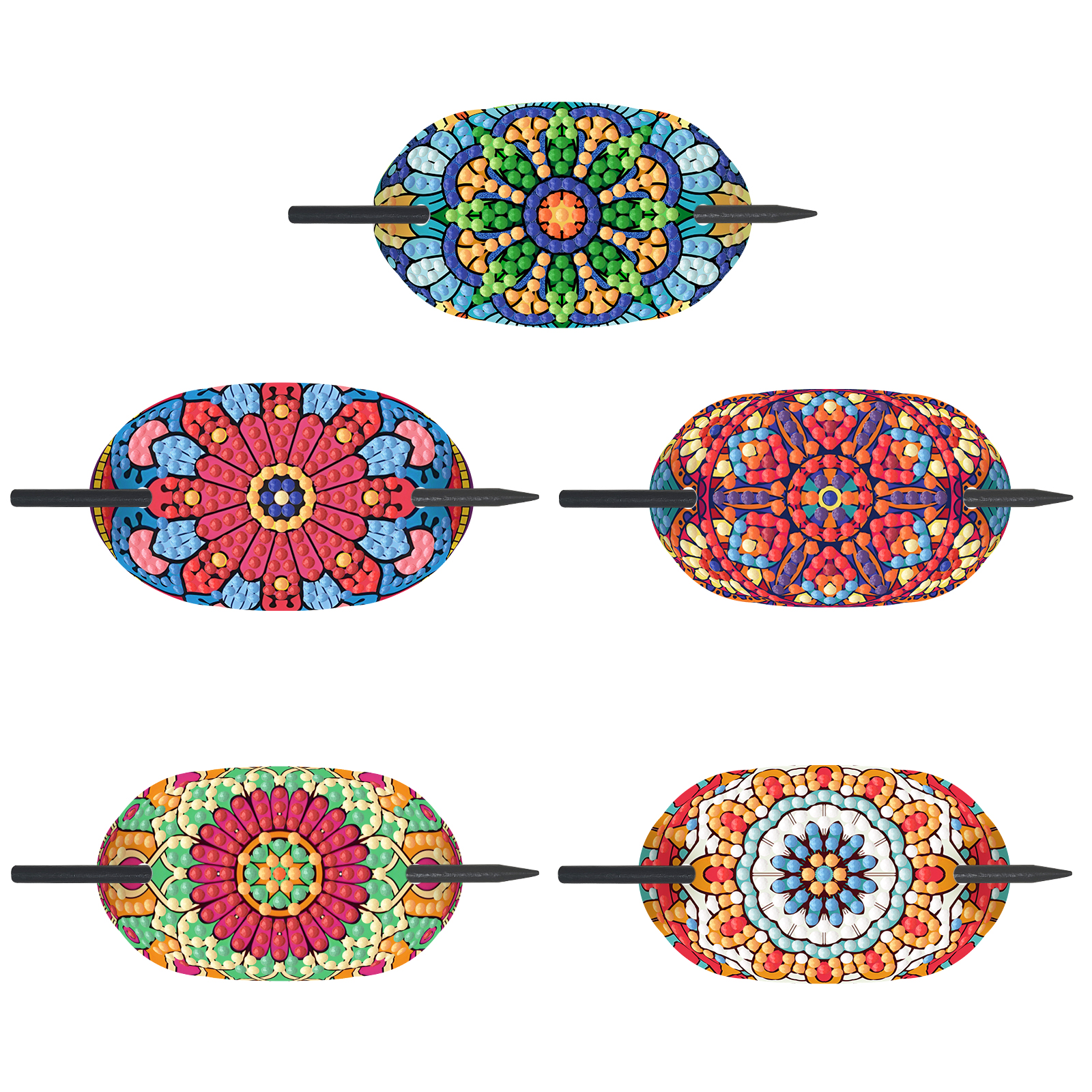 5 uds PU DIY pintura de diamante tocado accesorios para el cabello palos bordado de diamantes Kit de pintura horquillas para mujer: YELLOW