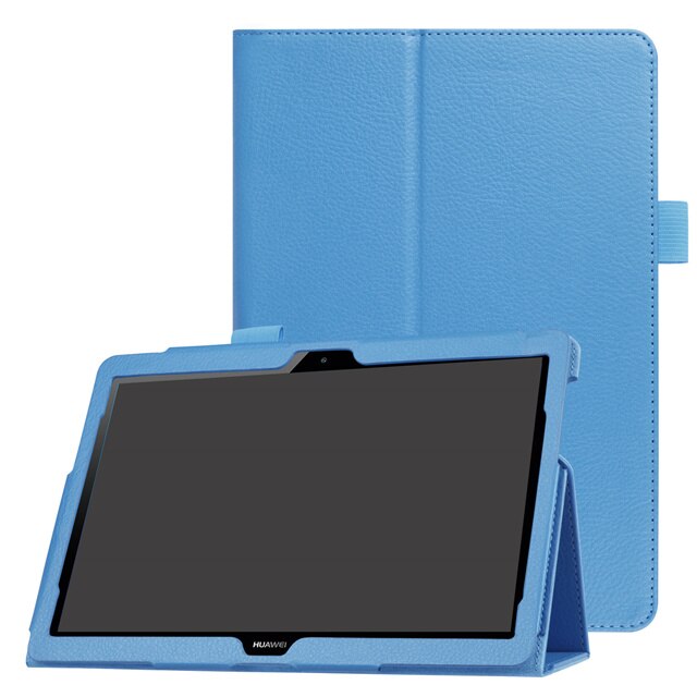 Pour Huawei Media Pad MediaPad T3 10 AGS-WO9 AGS-L09 9.6 pouces Honor Play Pad 2 étuis en cuir intelligent Texture tablette couverture: Sky Blue