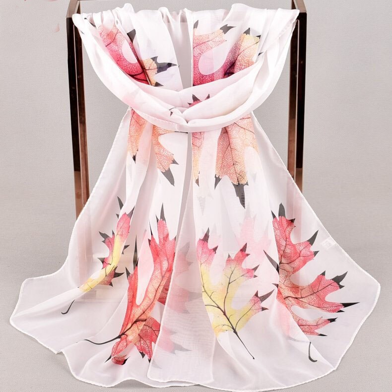 Fal/win esdoornblad chiffon sjaal zijden vierkante hijab coole sjaal dames foulard femme sjaals haar bufanda mujer