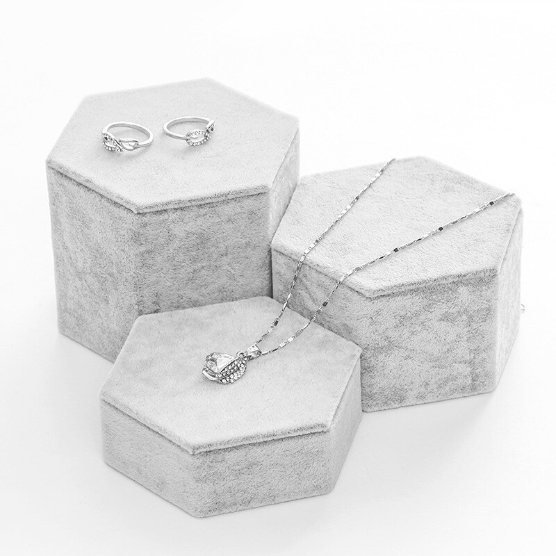 Earrings Necklaces Display Stand Jewelry Organizer Holder Rings Showcases Jewelry Display Shop Display: 3pcs per set Gray