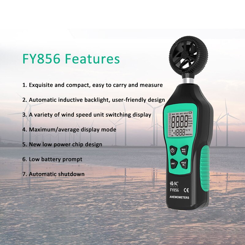 Anemometer Portable Mini Anemometro Thermometer Wind Speed Gauge Meter Windmeter 30m/s LCD Sceen Air Flow Meter
