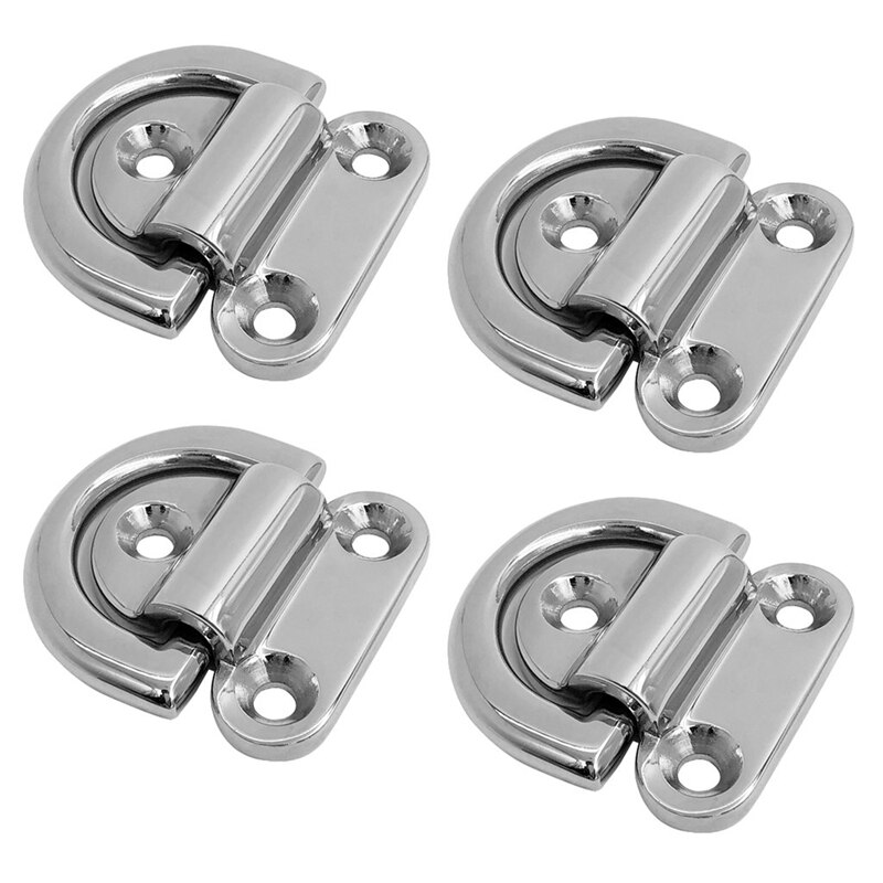 316 Stainless Steel Folding Pad Eye Deck Lashing D Ring Tie Down for Boat Marine