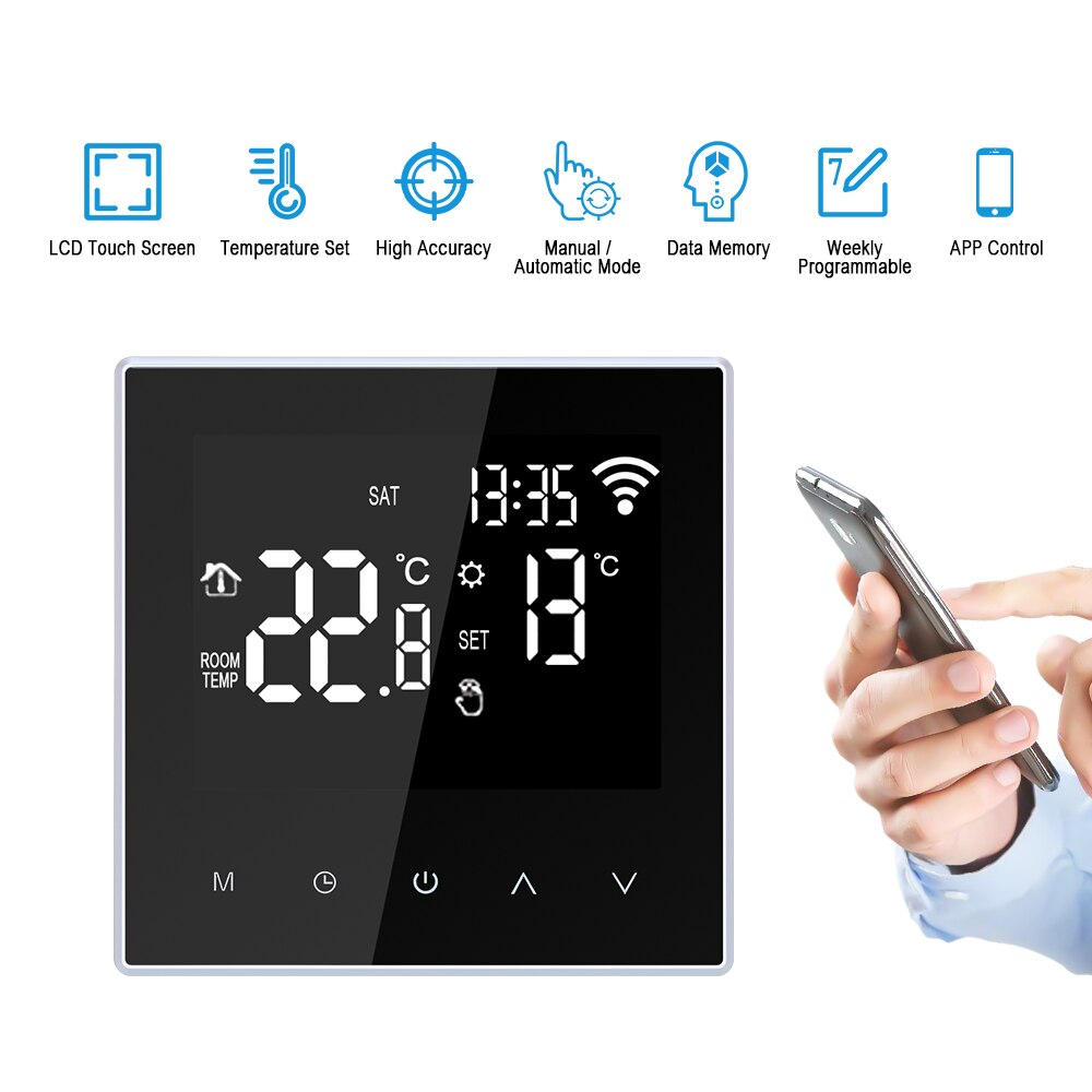 Wifi home smart termostat temperaturregulator gulvvarme gulv app kontrol programmerbar wifi termostat