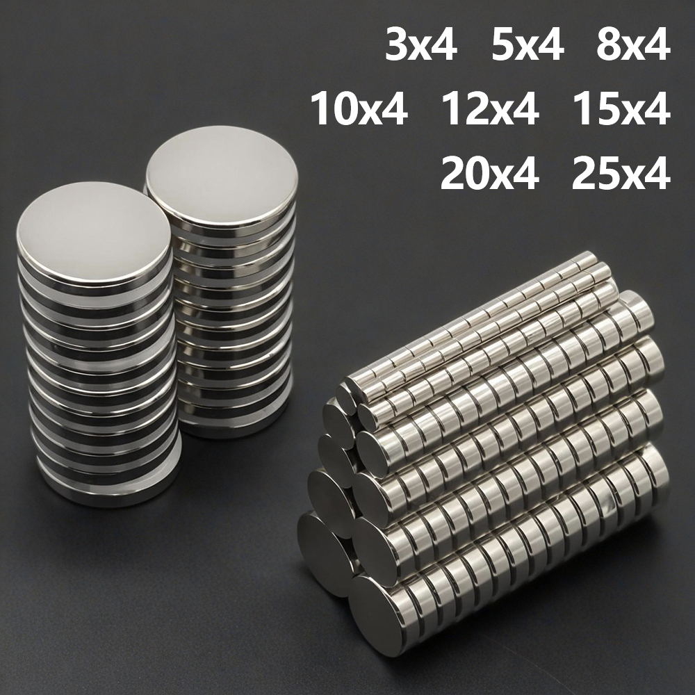 Superstarke runde Magnete x4 mm. Leistungsstarke Magnete für Kühlschrank, Heimwerken, Gebäude, Wissenschaftliche, Bastelarbeiten und Büromagnete