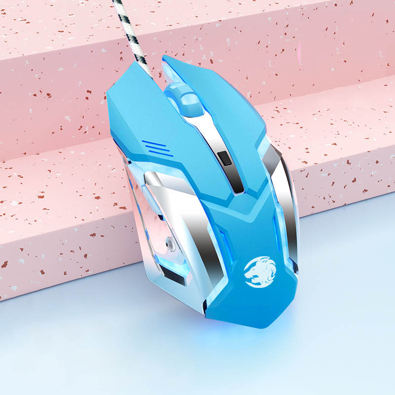 Drut pod mysz do gier cichy mysz ergonomiczna 4 klawisze podświetlany Mini magiczna mysz dla Laptop komputer dla graczy cicha mysz prezent dla dziewczyny: blue