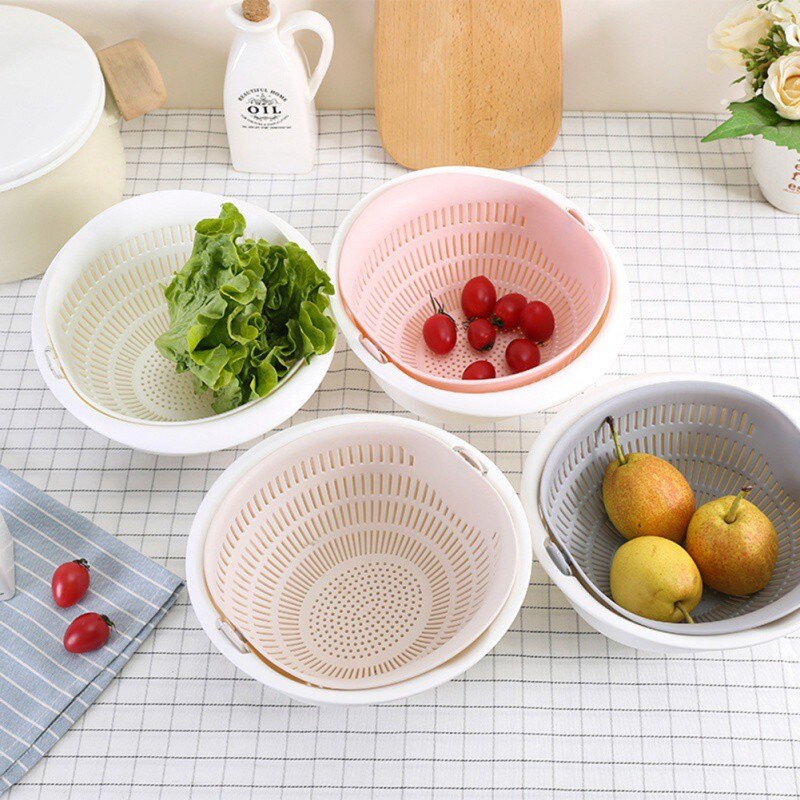 Égouttoir de nettoyage de fruits et légumes | Portable détachable à Double couche creuse, panier de nettoyage de fruits et légumes outils de cuisine