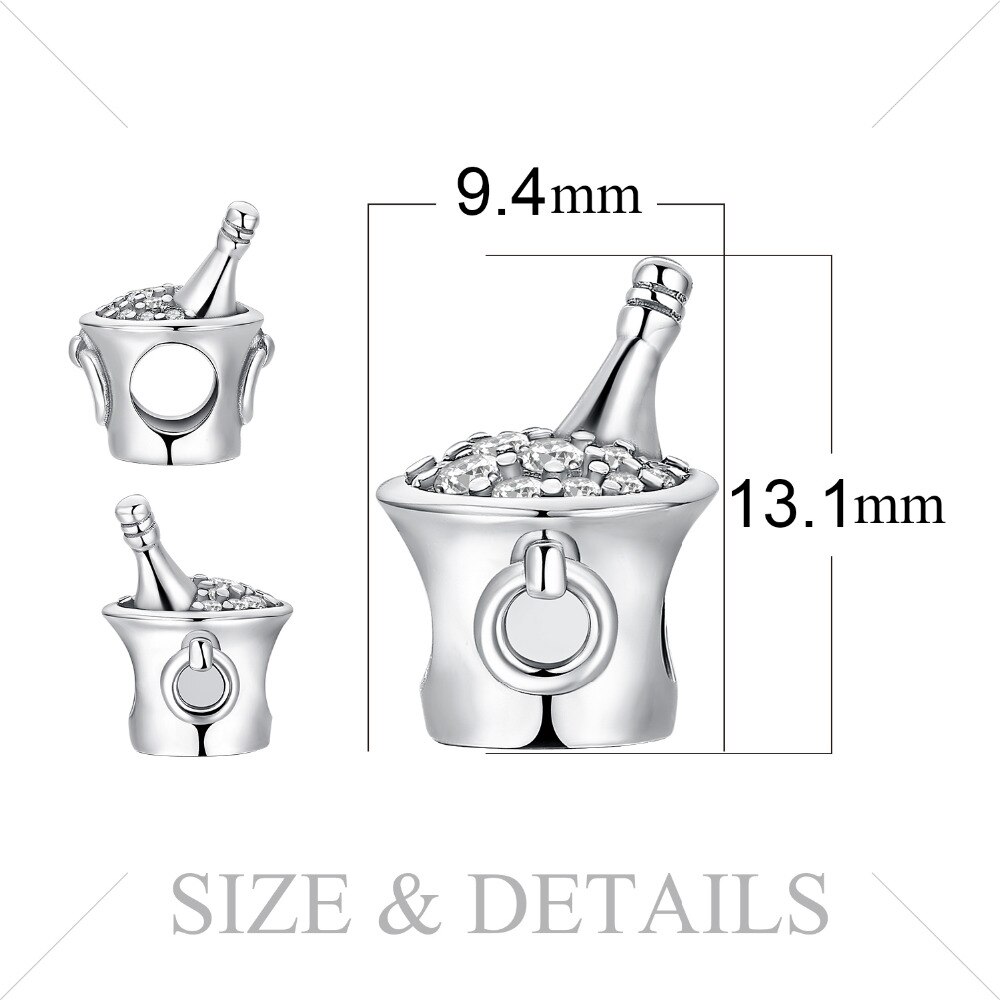 JewelryPalace Ice Bucket Beer 925 Sterling Silver Beads Charms Silver 925 Original For Bracelet Silver 925 original Jewelry