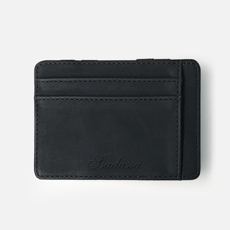 Magic Wallet Nubuck Leather Men's Coin Purse Credit Card Holder Wallets: Black