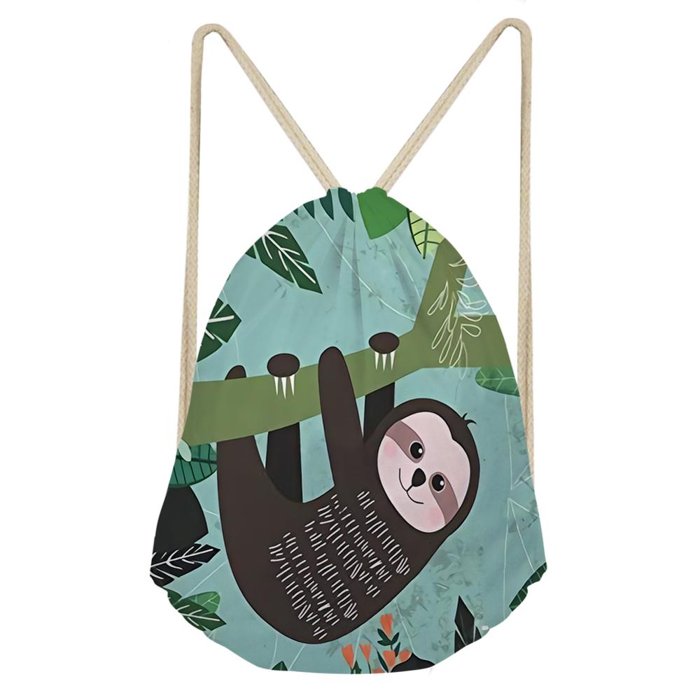 Haoyun schattige boom luiaard geschilderde trekkoord tassen voor vrouwen meisjes linnen trekkoord rugzak rugzak reis opbergzak druppelaar: Cdyh 1060 z 3