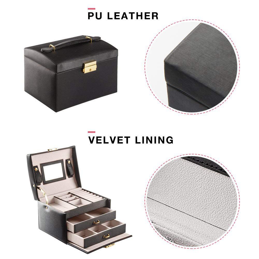 Jewelry box case / boxes / cosmetic box, jewelry and cosmetics beauty case with 2 drawers 3 layers
