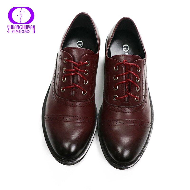 AIMEIGAO Printemps été femmes Chaussures Oxford Collège Style À Lacets À Talons Bureau Dames Chaussures En Plein Air Décontracté Chaussures De Sport Légères
