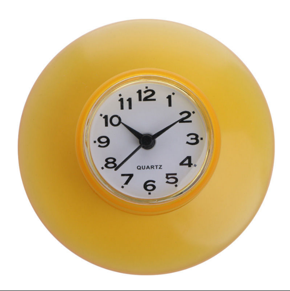 Mode Waterdichte Keuken Badkamer Bad Douche Klok Zuignap Sucker Muur Decoratie: Geel