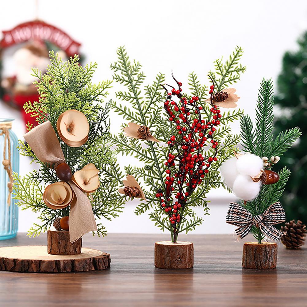 Delicate Wood Simulation Artificial Table Top Christmas Tree for Office