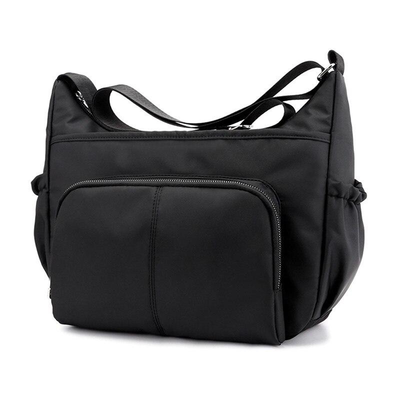 Shoulder Bags For Women Crossbody Bag Handbags Female Beach Nylon Solid Travel Messenger Bag: Black