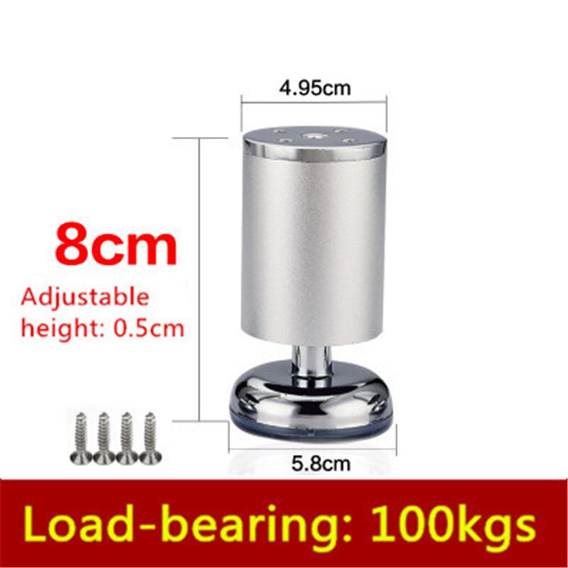 1pc 6cm-30cm möbelben höga skåpben i aluminiumlegering soffben med silikonbas höjdjusterbar 0.5cm: 8cm