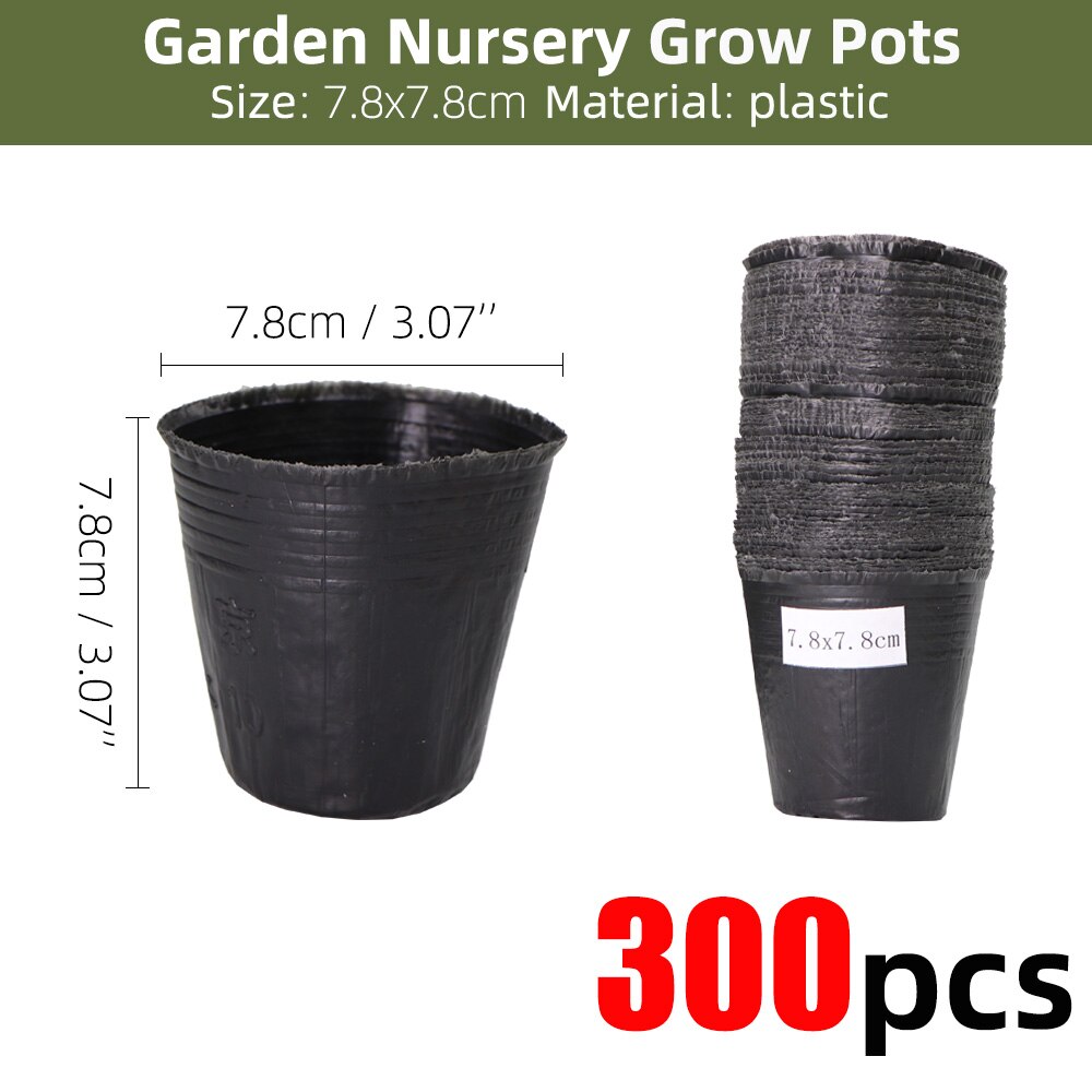 20-300PCS 15 Sizes of Plastic Grow Nursery Pot Home Garden Planting Bags for Vegetable Flowers Plant Container Starting Box: D-300PCS