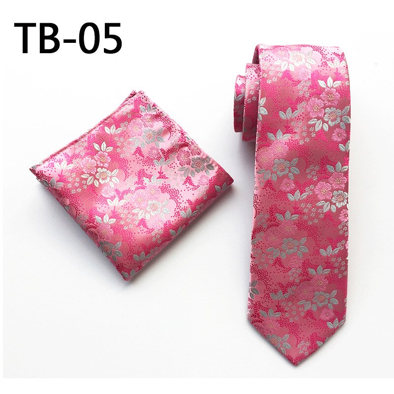 Floral Mens Tie Set Silver White Purple Red Pink Blue Orange Jacquard Silk Tie Pocket Square 8cm Classic Ties for Men Corbatas: TB05