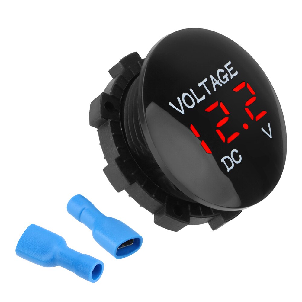 12V/24V Led Digitale Voltmeter Ronde Panel Waterdicht Voltage Gauge Meter Batterij Volt Tester Met Digitale Display voor Auto Boot: Rood