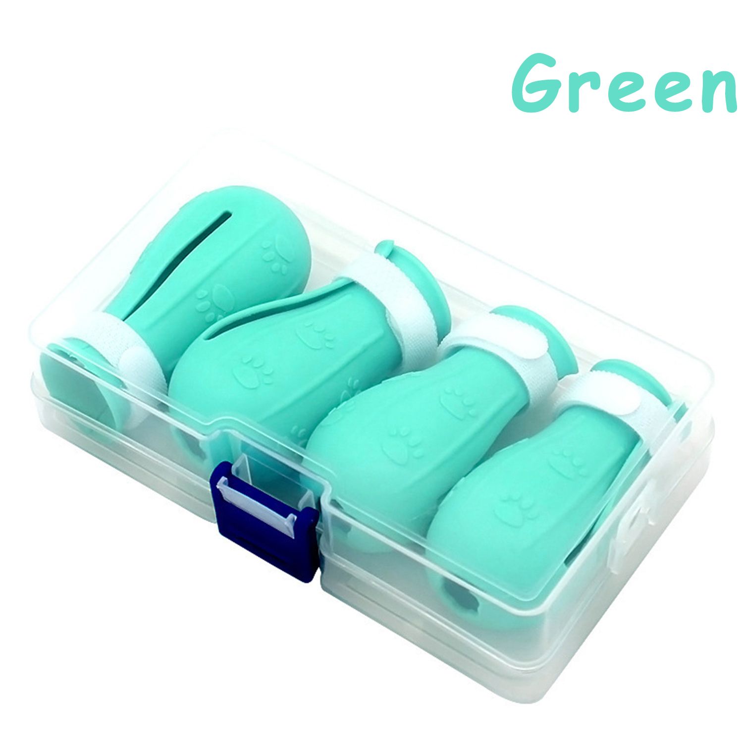 Chaussures anti-rayures en Silicone pour chats, bottes de bain réglables pour animaux de compagnie, lavage des griffes de chat: green