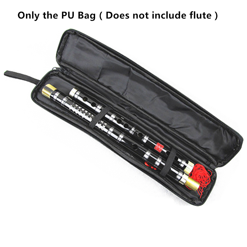 2- sektion fløjtepose til beskyttelse pu taske anti-brydeklud fløjte tilbehør let at bære hånd fløjtepose