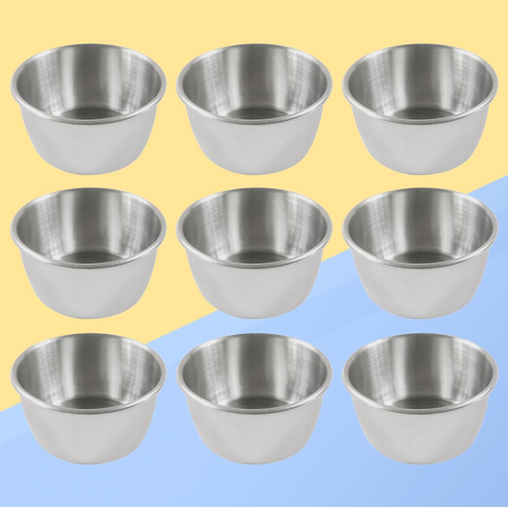 Pcs Stainless Steel Pot Dipping Bowl Sauce Cup Seasoning Dish Saucer Durable Appetizer Plates - Size: 5.5x5.5x3