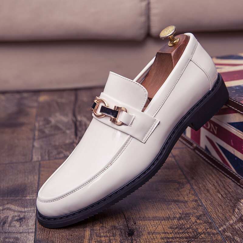 Uxury hommes chaussures habillées noir hommes chaussures sociales de chaussures formelles chaussures de mariage mâle chaussures blanc: White / 44