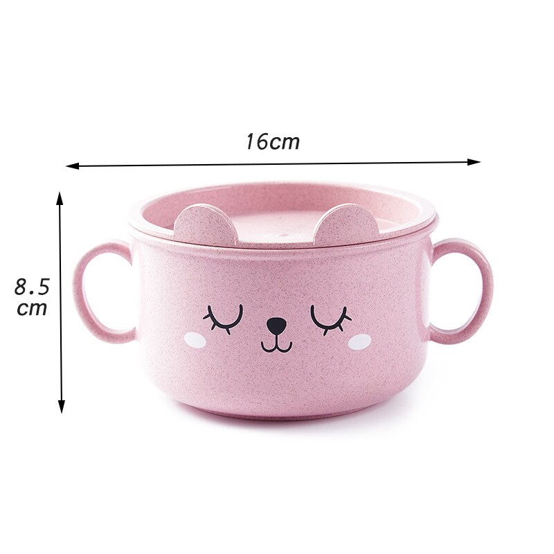 Cute Baby Cartoon Bamboo platos niños contenedor de alimentos plato de alimentación infantil 3 colores niños vajilla juego de cena TY0562