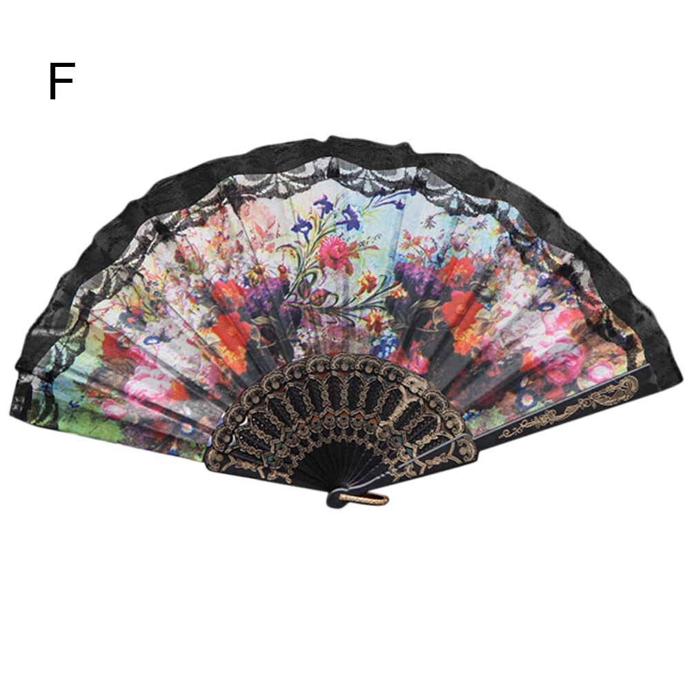 Chinese Stijl Kant Hand Held Folding Fan Dance Party Wedding Decor: F