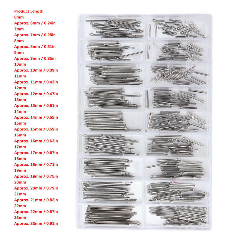 360Pcs Horloge Split Pins Legering Horloge Band Link Splitpennen Lente Bars Gereedschap In 18 Verschillende Maten Horloge Reparatie gereedschap