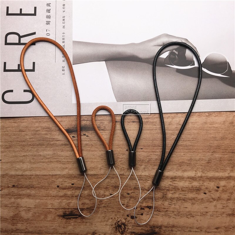 Leacther Lanyard-Vintage Leather Key Chain with Lanyard Mobile Phone Straps Strap Wrist Rope Phone for USB Flash Drives Keys