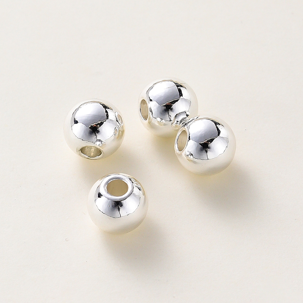 Lote de 20-100 unidades de cuentas de cobre chapadas en platino, abalorios redondos y sueltos de 14K y 18K, para joyería artesanal, collar y abalorios: Gris / 6 mm