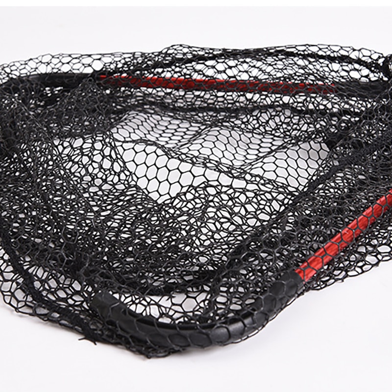 Fishing Net Retractable Folding Fishing Brail Blue Soft Rubber Landing Net Eva Handle Fishing Nets Tools Fish Nets Accessories