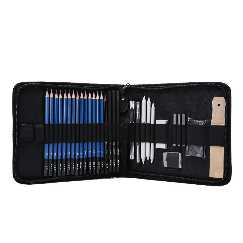 HIFORNY 30 STKS Schetsen Tekening Potlood Set, Schets Potloden Kunstbenodigdheden met Grafiet, Houtskool, Blending Tools, Accessoires, Tekenset voor Volwassenen Kunstenaars
