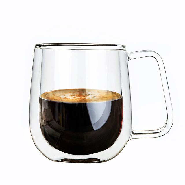 Double Wall Glass Insulated Coffee Mugs Tea Cup Thermo Drinking Glasses Verre Double Paroi Theeglas with Handle for Home Office: Cup
