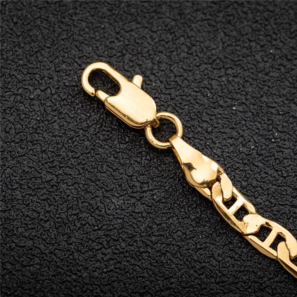 4.2mm wide Gold Color Mariner Link Chain Anklets For Women Ankle Bracelet Woman Anklet Female Foot Jewelry 9 10 11inches