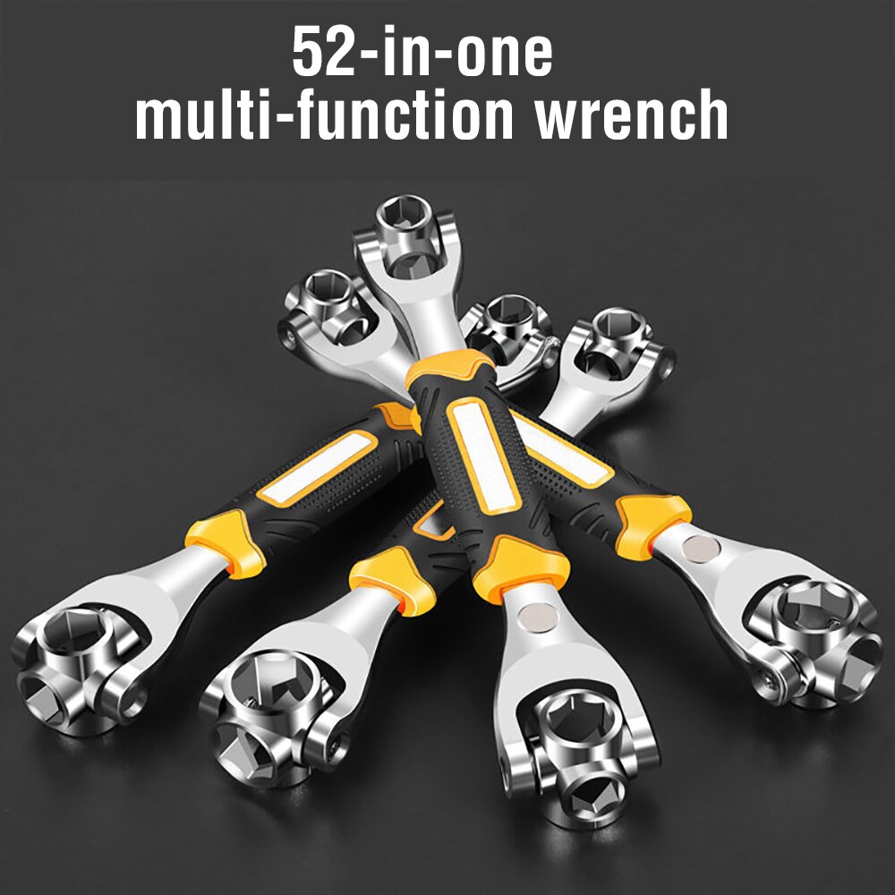 52 In 1 Socket Wrench Rotary Spanner Work with Spline Bolts 360 Degree Rotation Spanner Universal Furniture Car Repair Hand Tool