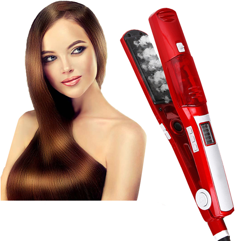 Dampf Glätteisen Haarglätter Professionelle Haar Curler Titan Keramik Haar Glättung Eisstockschießen Eisen Haarpflege Styling Werkzeug